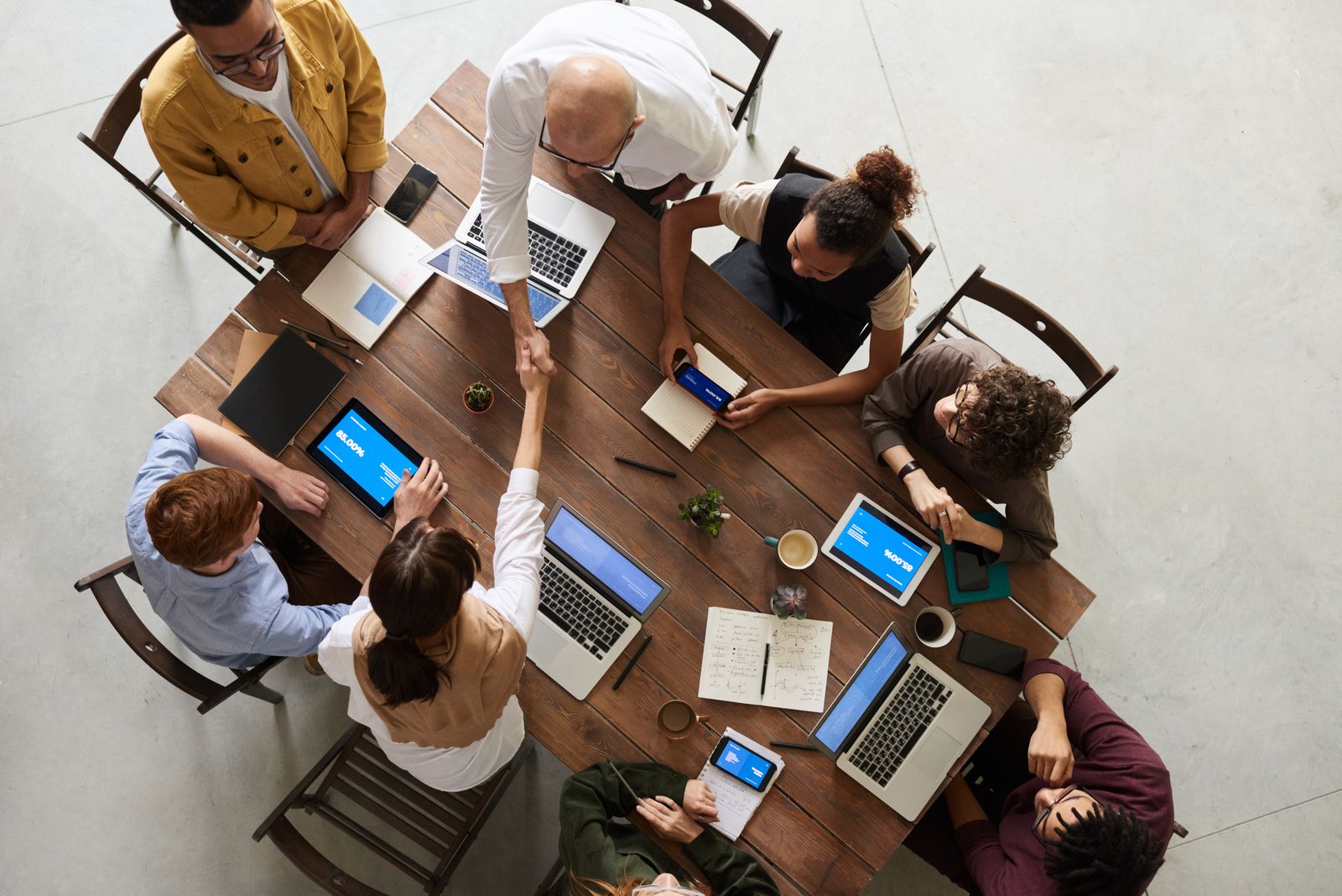 A consulting team collaborating around a table